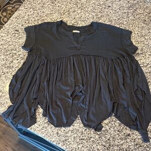 We The Free Charcoal Flowy Blouse